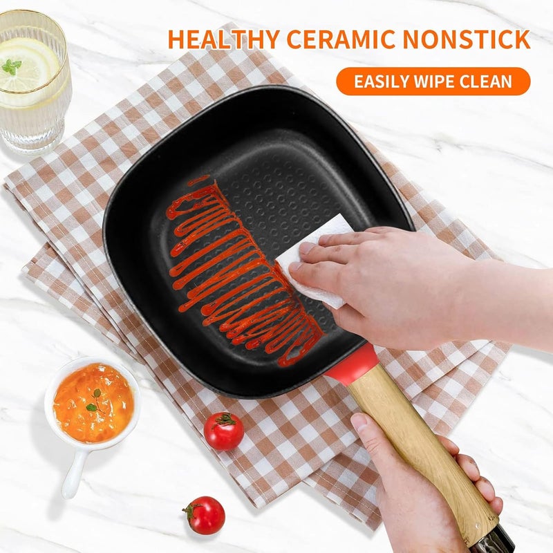 Audecook Hot Pot Electric 2L, Cermic Glaze Non-Stick Frying Pan 8 Inch, Portable Travel Cooker for Ramen/Steak/Fried Rice/Oatmeal/Soup, with Dual Power Control (Silicone Spatula Included) - Image 5